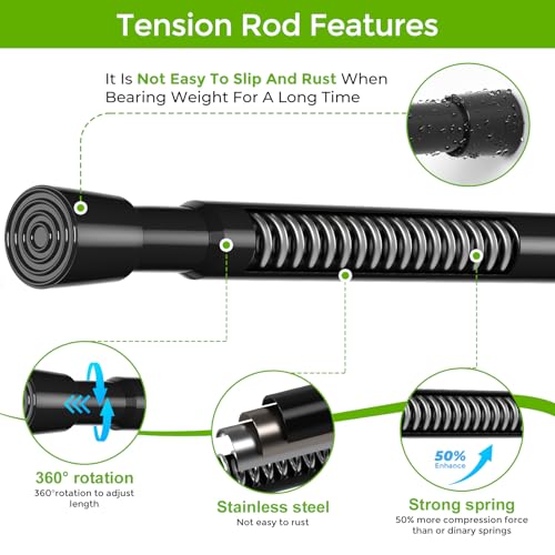 HAOYUNTE 18-41 Inch Adjustable Spring Tension Curtain Rod, Black