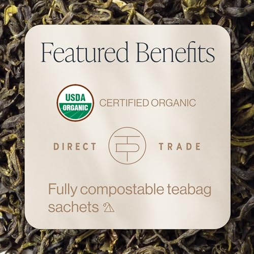 Rishi Organic Jasmine Green Tea, Premium Scented Tea Sachets, 30 Count