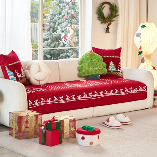 Christmas Couch Cover for Pets - Washable Sofa Protector for Dogs & Cats, 35x83 Inches, Red - Variation 1PCS 35"x83"