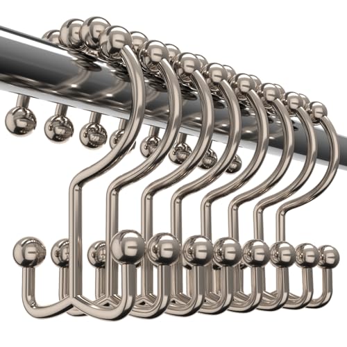 Utopia Bedding Double Glide Shower Curtain Hooks - 12 Pack, Rust-Resistant Stainless Steel