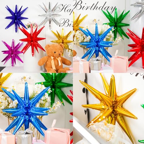 Adorely 22-Inch Colorful Explosion Star Balloons - 9-Piece Foil Set