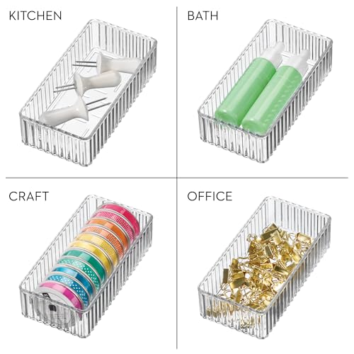 iDesign Fluted Clear Makeup Drawer Organizer 6 x 3 x 2 Pack of 1