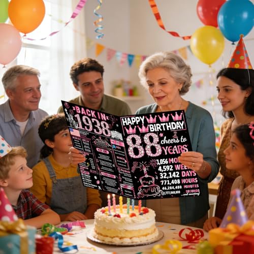Joycard 88th Jumbo Birthday Card with Envelope & 1938 Theme