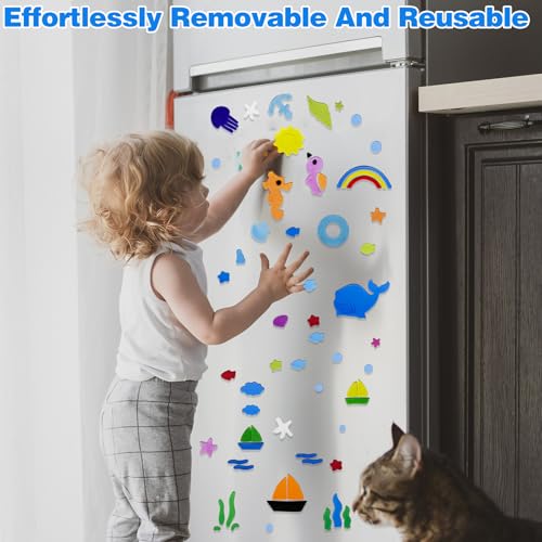 Summer Gel Window Clings - 4Pcs Colorful Jelly Stickers for Kids