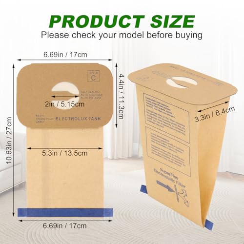 8 Pack Style C Vacuum Cleaner Bags for Electrolux Canister Vacuums