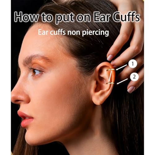 14K Gold Plated Non-Piercing Ear Cuffs - 3 Pcs Hypoallergenic Clip Earrings for Women
