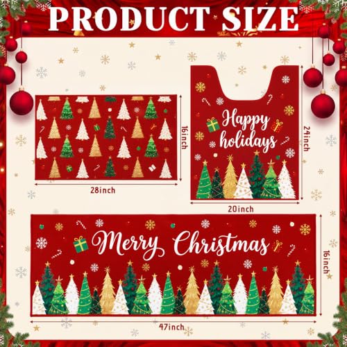 Christmas Bathroom Rug Set with U-Shaped Toilet Cover - Festive Tree & Gift Design (Variation of THIS listing)