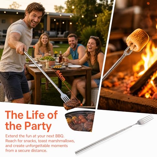 Extendable Telescopic Fork - 8.7 to 25.4 Inch Stainless Steel Cutlery