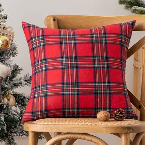 Pack of 2 Plaid Throw Pillow Covers - 17" Decorative Cushion Case