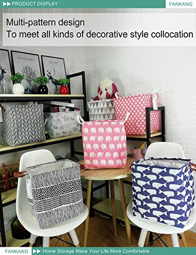 Square Black Lines Nursery Storage Hamper - Collapsible Canvas Basket