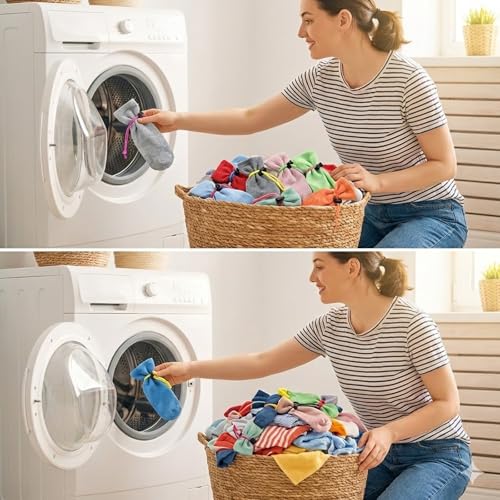 30-Pack Sock Clips for Laundry - Colorful Sock Organizers