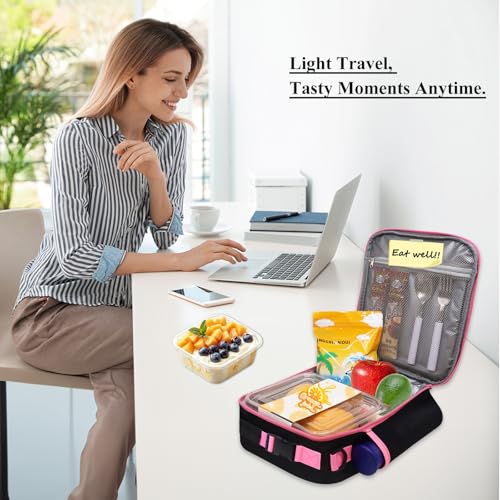 MOVOYEE Insulated Lunch Bag with Water Bottle Holder - Versatile Tote for School, Work, and Travel