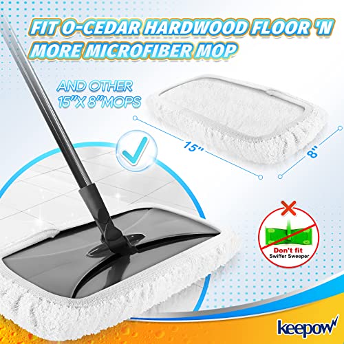 KEEPOW 2 Pack Reusable Mop Pads for O Cedar Hardwood Floor'N Mop