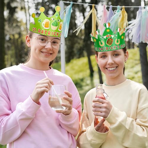 30 Pack St. Patrick's Day Adjustable Crowns with Stickers