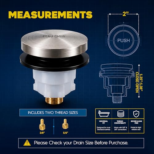 Tip Toe Bath Drain Replacement Kit - Nickel Plated, 5/16 or 3/8