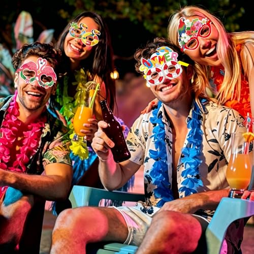 12 Tropical Summer Party Glasses - Fun Hawaii Photo Props