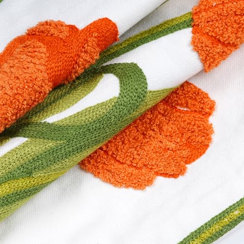 Miayon Embroidered Boho Floral Pillow Cover, 18x18 Inch - Orange Cotton
