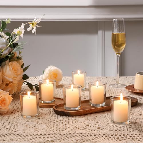 BTGLLAS 6pcs Clear Glass Tea Light Candle Holders Votive for Weddings & Holidays