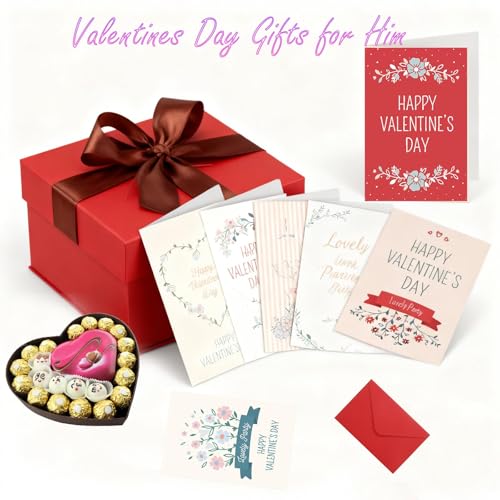 IIEFFJL 8-Pack Valentine's Day Greeting Cards with Red Envelopes for Kids and Adults