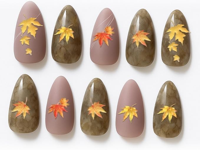 Sinbana 5D Self-Adhesive Fall Maple Leaf Nail Stickers