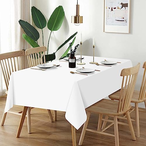 QIKSION Disposable White Tablecloths, 54x108 Inch, 2 Pack