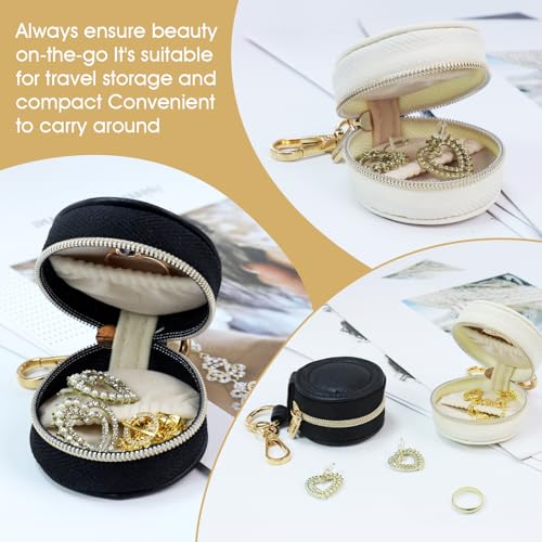 AUUTI Portable Ring Keychain Holder - Small Travel Jewelry Case, White