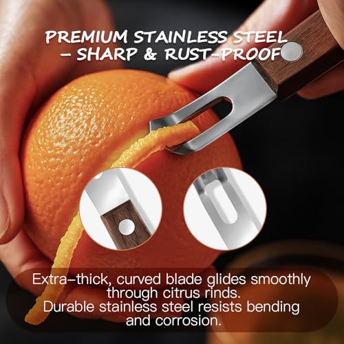Stainless Steel Channel Knife for Citrus Zesting with Wood Handle