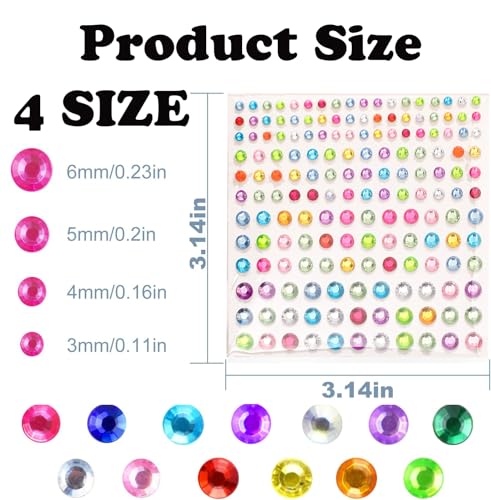 FUNTATTOO 495 Pcs Self-Adhesive Face Gems Rhinestones & Body Glitter