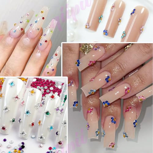 qiipii 10000 Pcs 12-Color 2mm Resin Rhinestones Flatback Crystals for Nails and Crafts