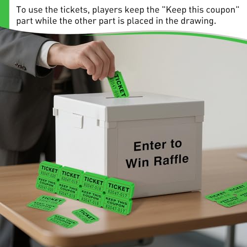 Green Raffle Tickets - 100 Pairs 50/50 Double Stub Tickets