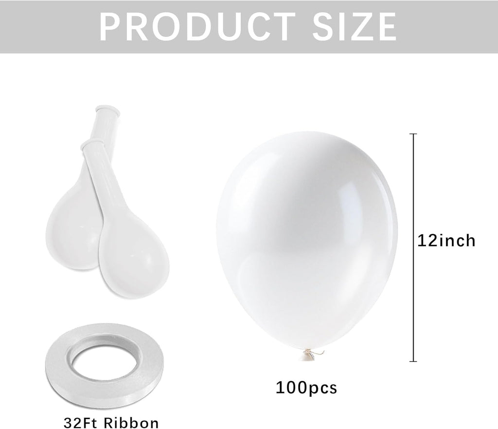 White Balloons | 100pcs Pearl Latex Party Balloons for Weddings, Graduations & Celebrations