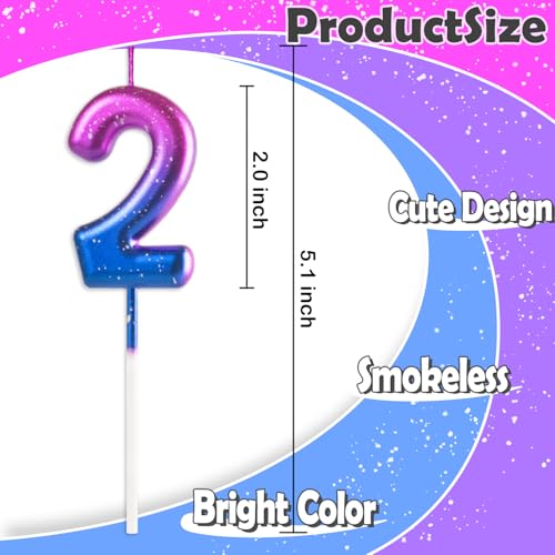 Purple and Pink Number 3 Birthday Candle for Girls
