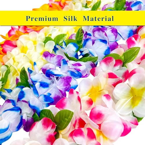 FreshDear Hawaiian Leis Set - 12 Necklaces, 4 Headbands, 8 Wristbands for Luau & Summer Parties
