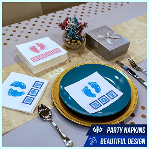 Iconikal Gender Reveal Party Napkins, 2-Sided Boy or Girl, 75-Pack