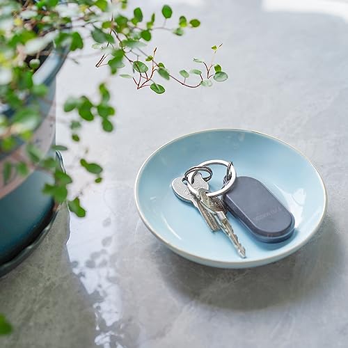 HANKOR 4.75" Ceramic Jewelry Tray - Light Blue Trinket Dish for Rings