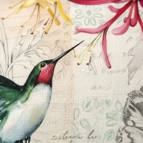 Set of 4 Bird Pillow Covers 18x18 - White Linen Farmhouse Decor