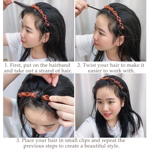 2PCS Double Layer Braid Headbands with Clips for Women Hair Styling