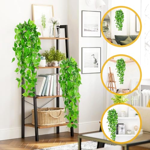 2pcs Artificial Pothos Vines - Waterproof Fake Hanging Plants for Indoor/Outdoor Decor