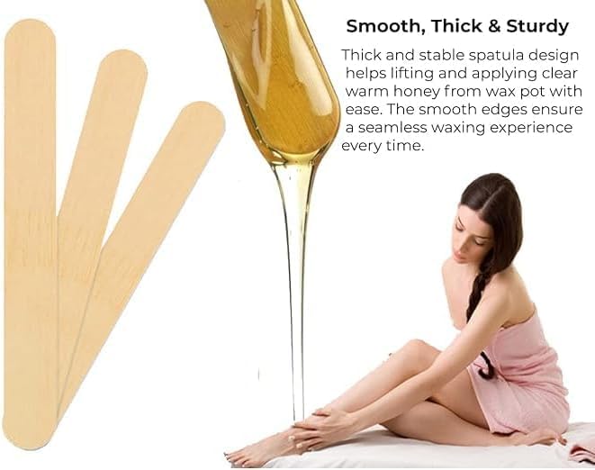 Mibly Jumbo Wooden Craft Sticks & Wax Spatulas – 80 Pack Smooth Wood Sticks