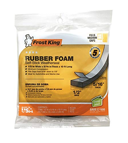Frost King Self-Stick Rubber Foam Weatherseal 1/2 W x 5/16 T, 10 ft Black