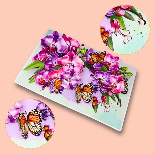 3D Orchid and Butterfly Pop Up Thank You Card - 6x8 Inch