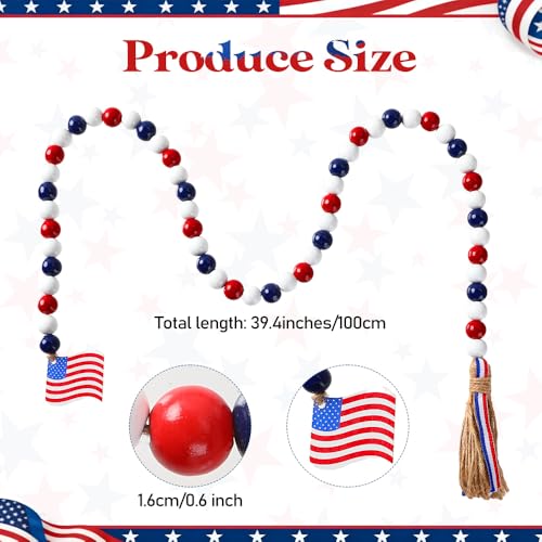 4th of July Wooden Bead Garland with Tassels - Patriotic Decor