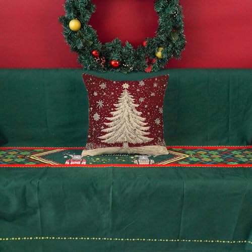 ONWAY Red Christmas Pillow Cover 18x18 Inch Winter Holiday Snowflake Decor