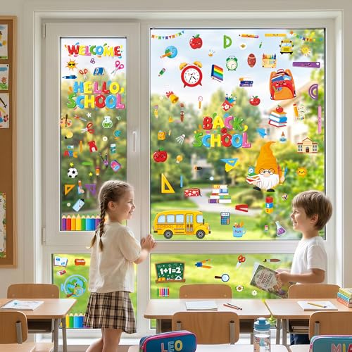 Funnlot Back to School Window Clings - 100 Double-Sided Stickers