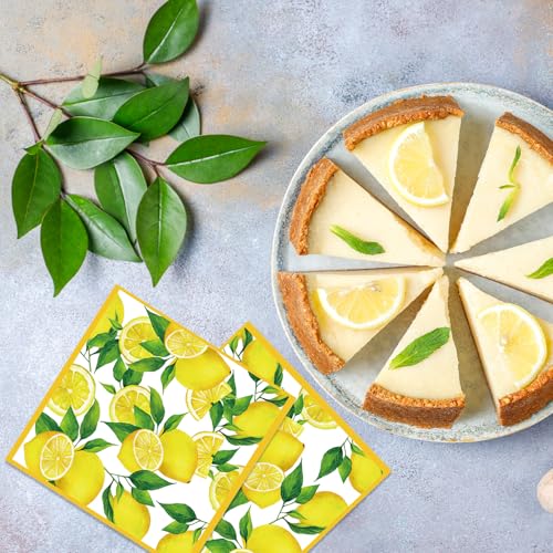 Lemon Napkins, 40pcs 2-Ply Decorative Citrus Paper Napkins for Party Decor