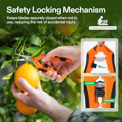 VIVOSUN 6.5 Inch Pruning Shears - Ergonomic Stainless Steel Gardening Scissors