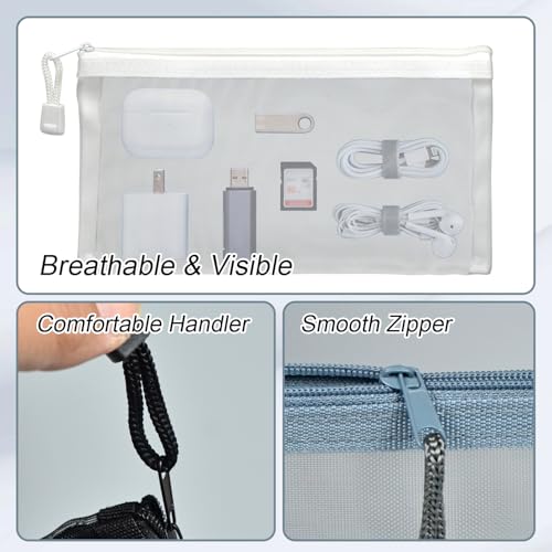 Nylon Mesh Cosmetic Bag - 4.72x9 Inch Small Zipper Pouch for Travel and Purse