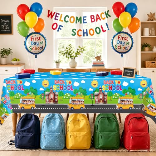 Welcome Back to School Disposable Tablecloths - 3 Pack, 108 x 54 Inches
