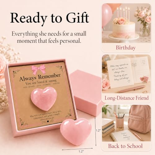 Rose Quartz Heart Affirmation Gift for Love & Strength