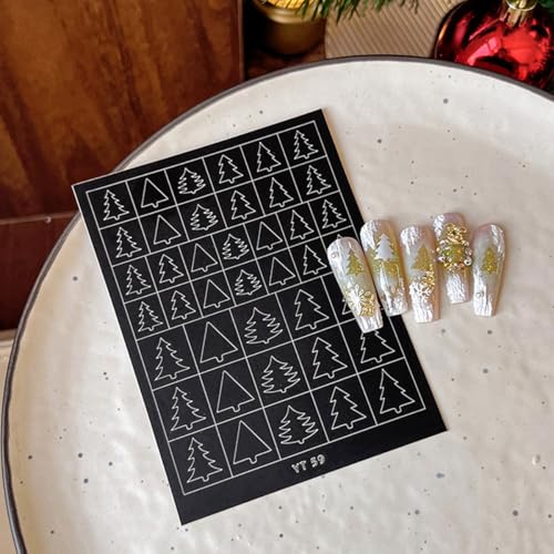 Christmas Nail Stencils Stickers 6 Sheets Airbrush Decals for Holiday DIY